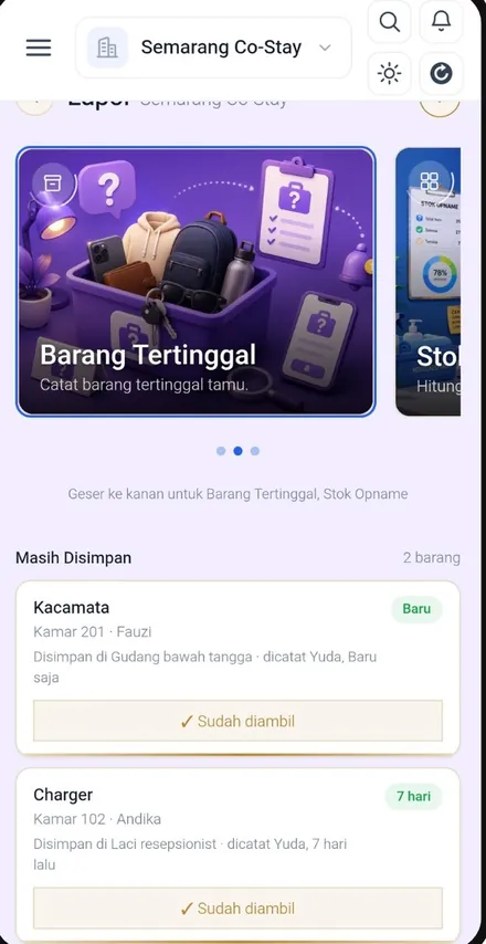 Layar Barang Tertinggal
