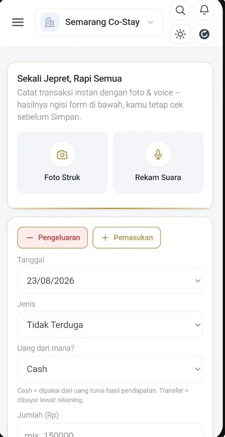 Layar Catat Transaksi