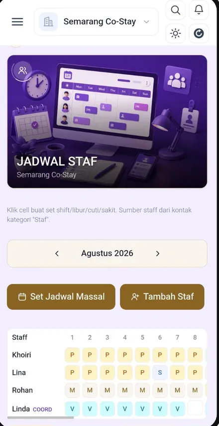 Layar Jadwal Staf